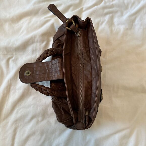 Vintage Y2K Guess Brown Leather Hand Bag Crown Logo With Shoulder Strap - Picture 7 of 10